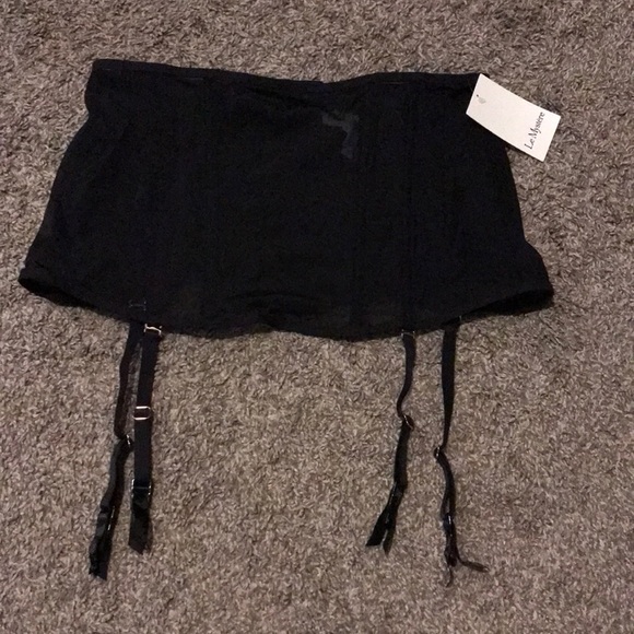 Le Mystere Intimates & Sleepwear Nwt Lemystere Black Sheer Seduction Waist Cincher Garter